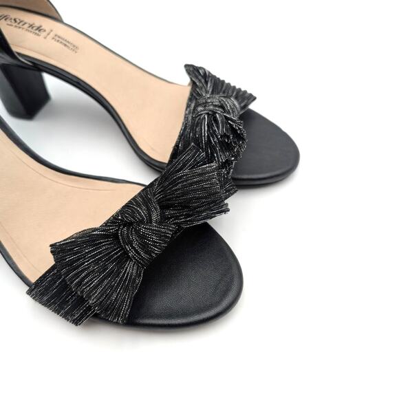 LifeStride Florence Bow Heel Sandals Women's Ankle Strap Black Size US8M EU38.5 - Picture 9 of 10